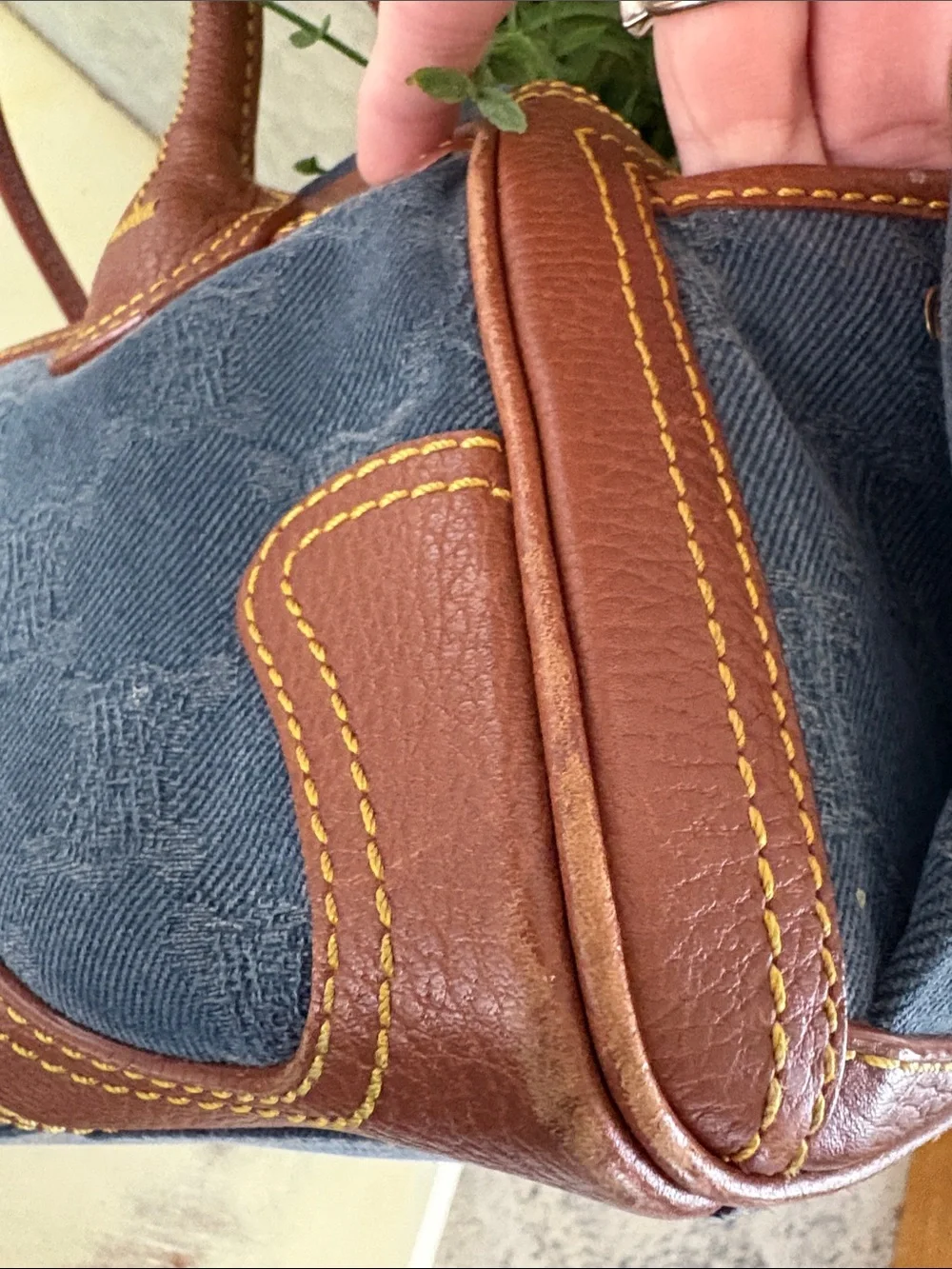 RARE Authentic Vintage Celine Macadam Denim Leather Satchel Michael Kors ERA